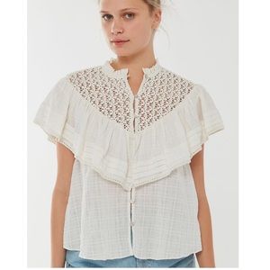 Urban Outfitters Bluebell Ruffle ButtonDown Blouse